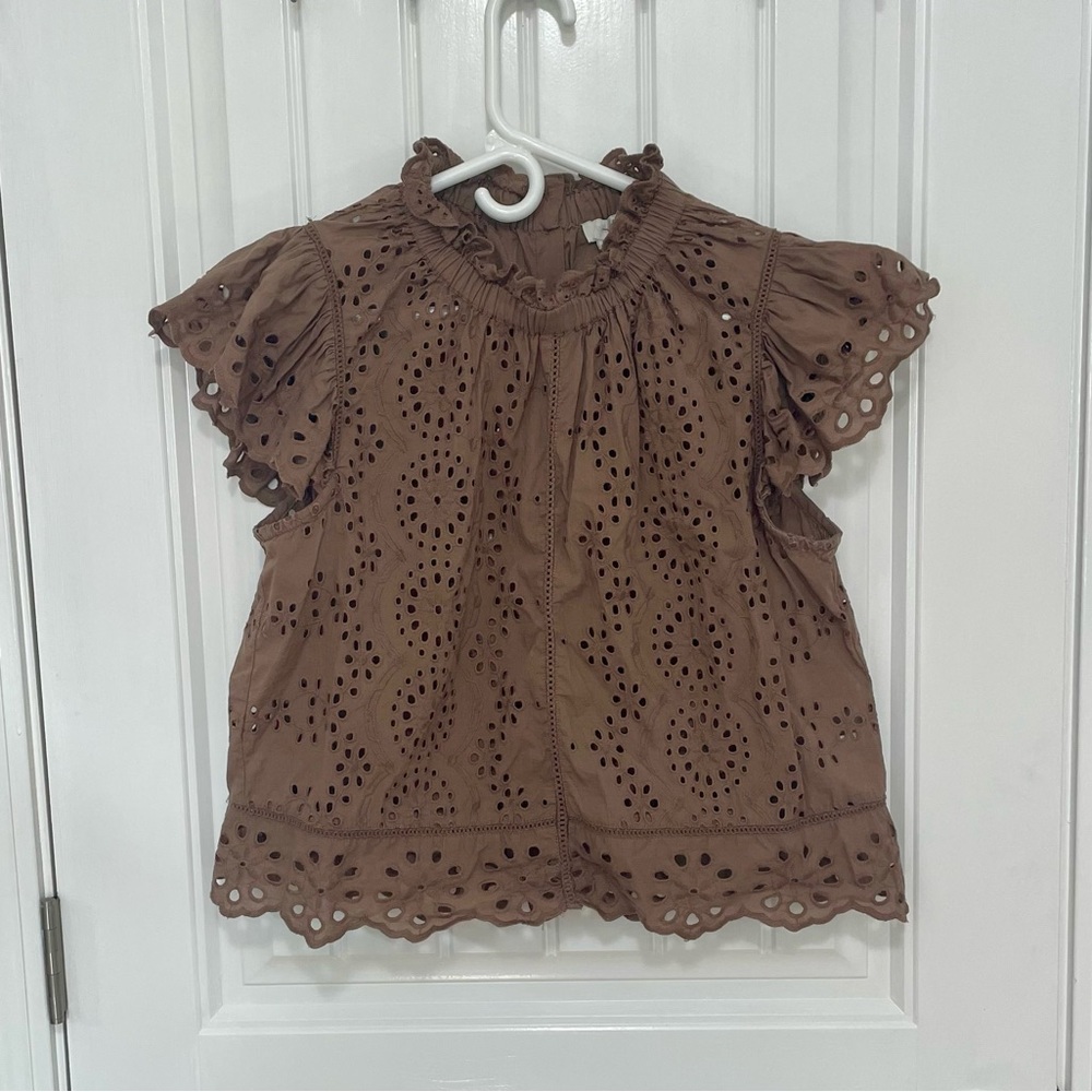 Brown ruffled sleeve  Blouse
